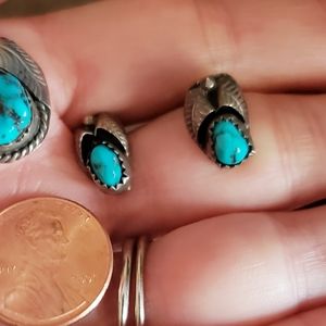 Genuine Turquoise Navajo Silver Clip On Earrings